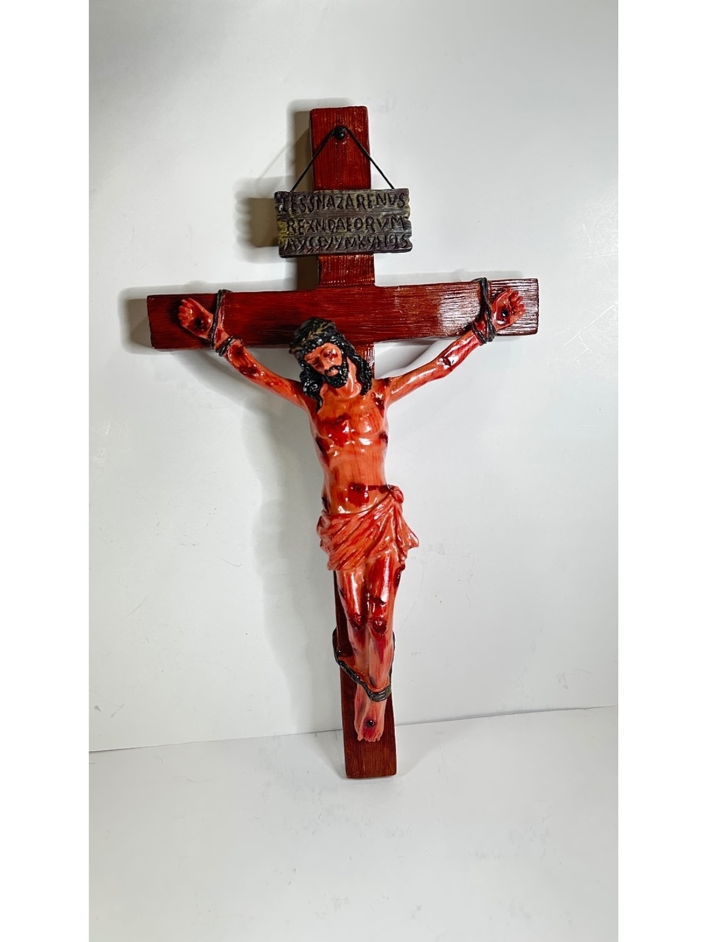 Passion Of Christ Bloody Crucifix Resin 19” Catholic Wall Cross Decor
